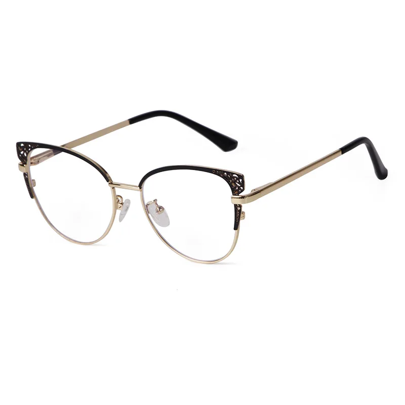 KUXA النساء القط النظارات الجوف خارج نظارات وصفة قصر النظر مد البصر العدسات المسافة القراءة وصفة طبية الرؤية نظارات معدنية