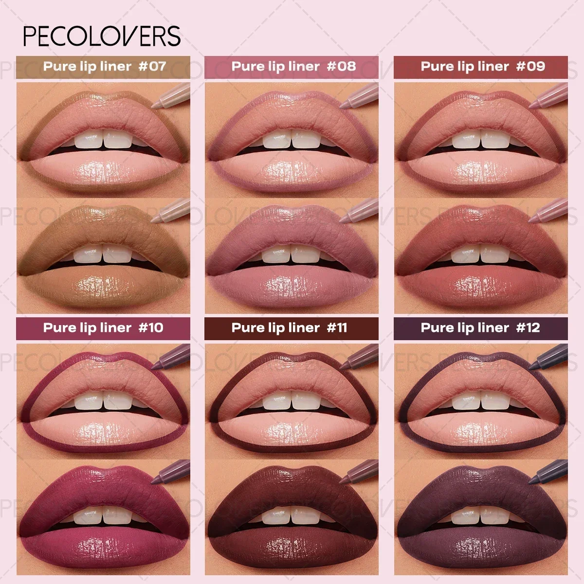 1 lápiz delineador de labios resistente al agua de larga duración: fácil colorear con un gran reproducción de color para diversos looks de labios