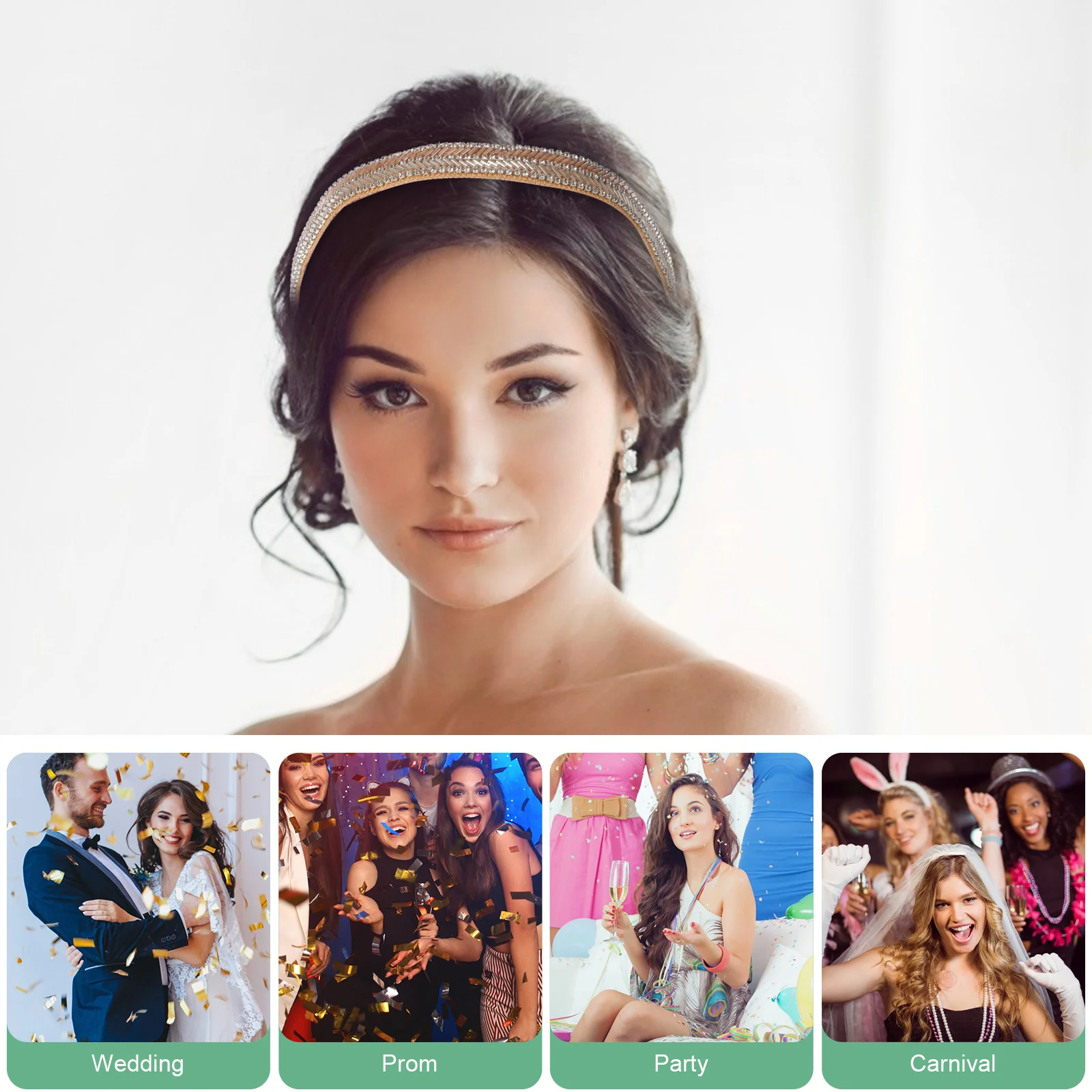 3 stuks strass hoofdband haarband rekbaar voor dames feest bruiloft dagelijks gebruik blauw goud roze