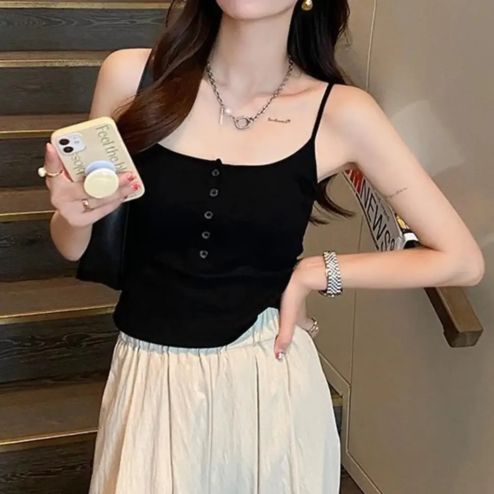 لطيف Y2k الصيف عارية الذراعين المحاصيل الأعلى محبوك تانك القمم أكمام اقتصاص سترة النساء قمم بارد فتاة الإناث Clothing244