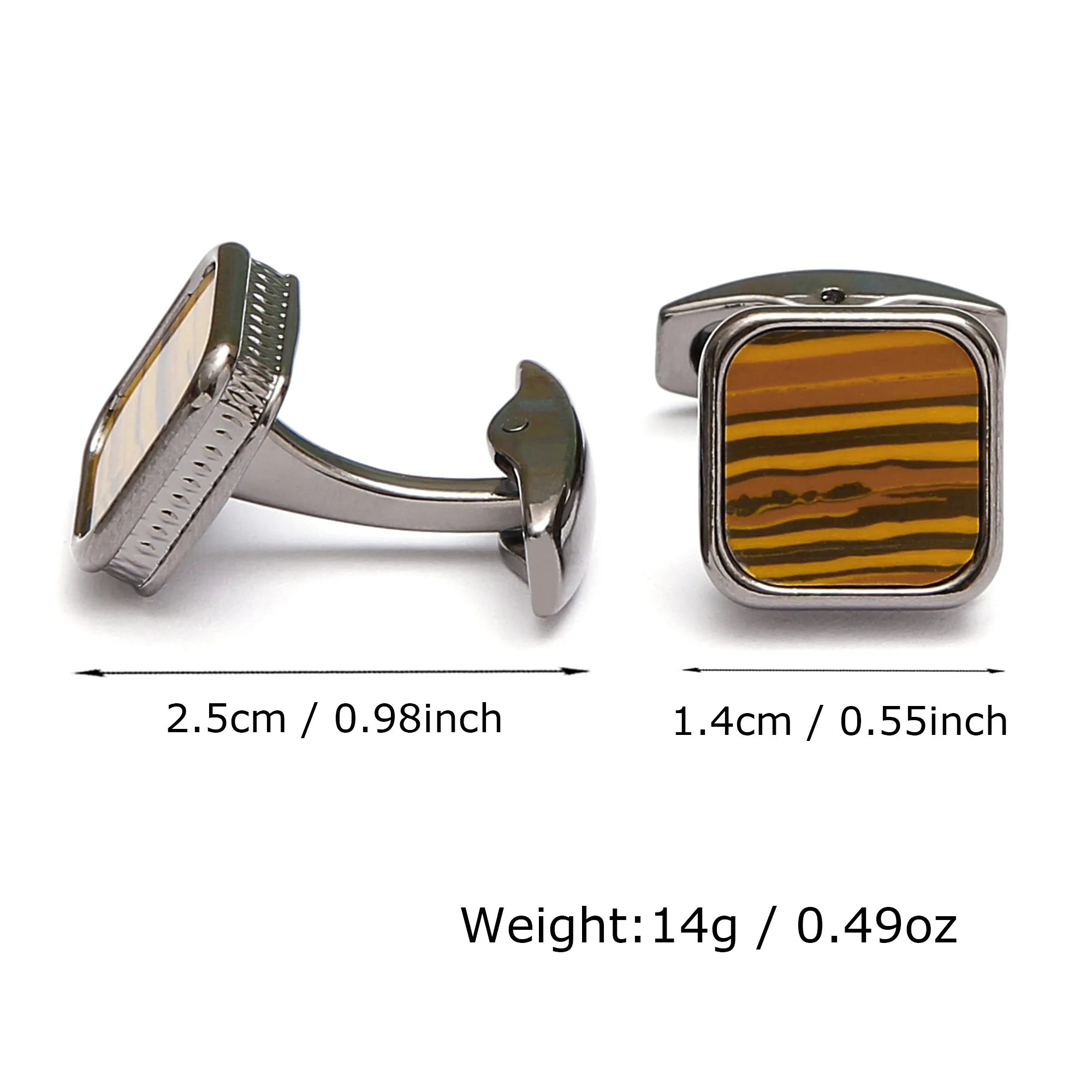 TOMYE Cufflinks for Men, Classic Tiger Stripe Alloy Square Casual Dress Shirt Cuff Links, Gift Jewelry for Dad Groom Husband
