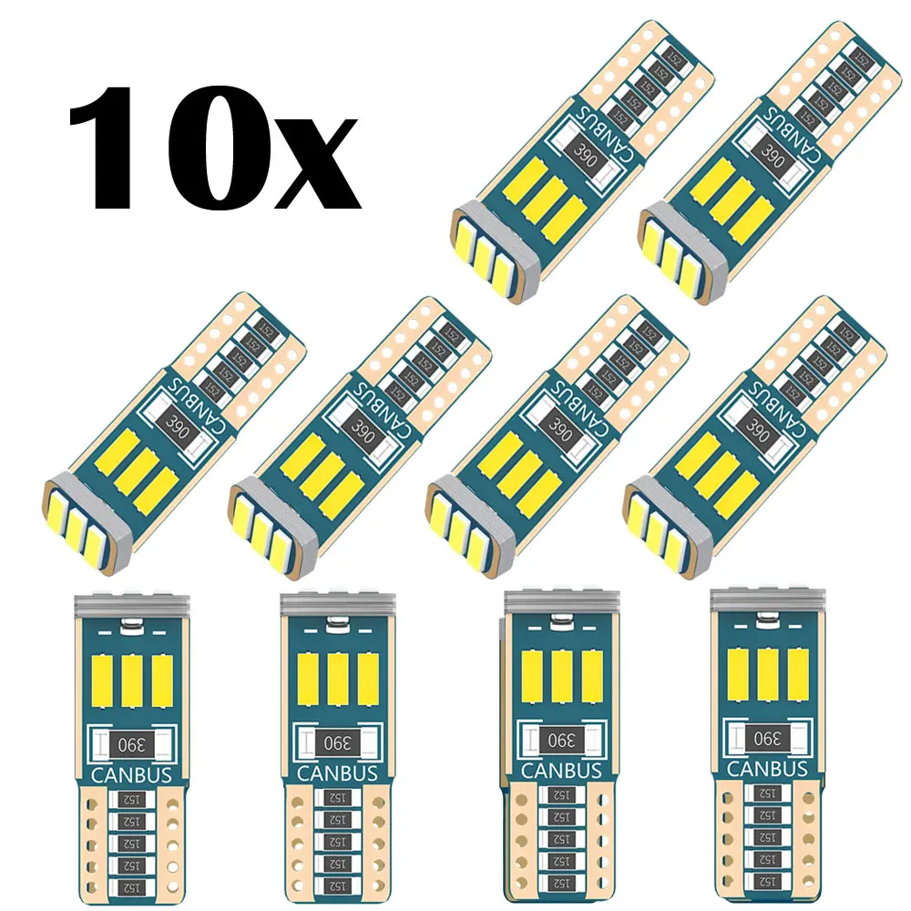 10PCS W5W T10 LED Bulbs Canbus 9-SMD 12V 6000K White 194 168 Car Interior Dome License Plate Parking Lights Auto Signal Lamp