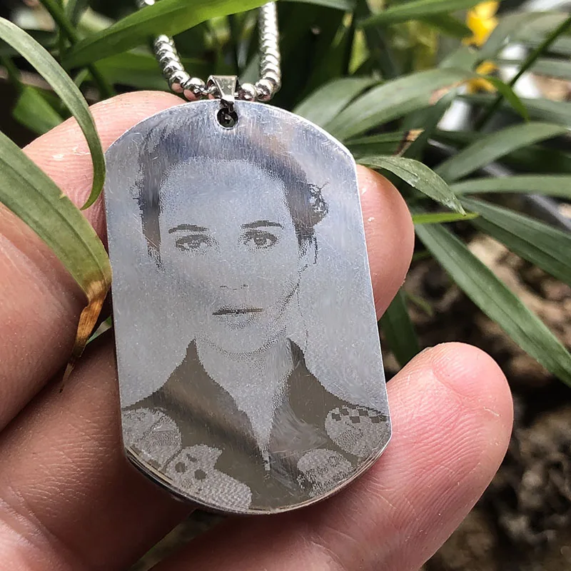 Kiss Jewelry Personalized Custom Photo Name Message Necklace Stainless Steel Pendant Chain Engrave ID Dog Tag Necklace Gifts