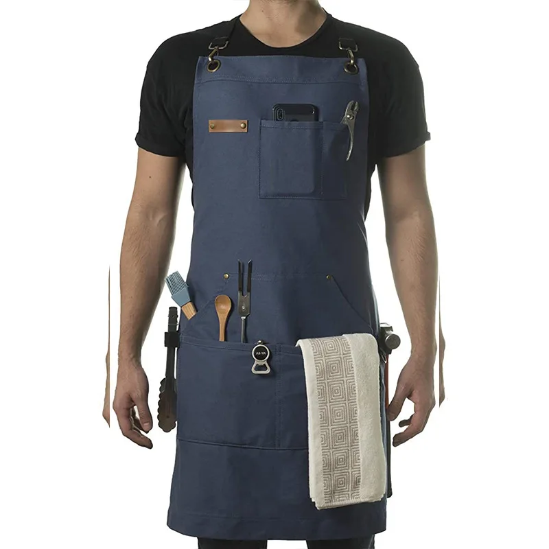 New Fashion Heavy Duty Canvas Apron Oil Resistant with Tool Pockets for Men Women Cooks Carpenters Repairmen 1