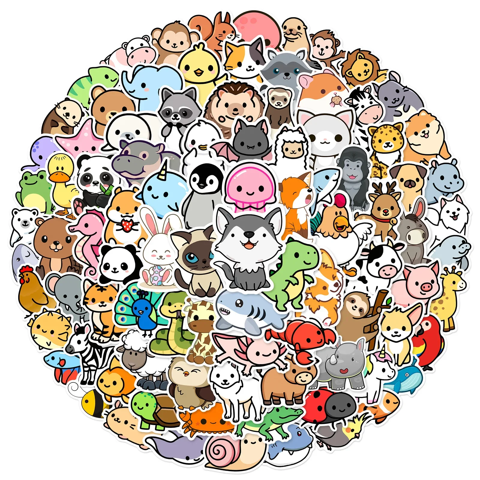 100PCS Cute Mix Animals Graffiti Stickers DIY Laptop Phone Guitar Notebook Suitcase Cup Waterproof Cartoon Sticker Kids Toy