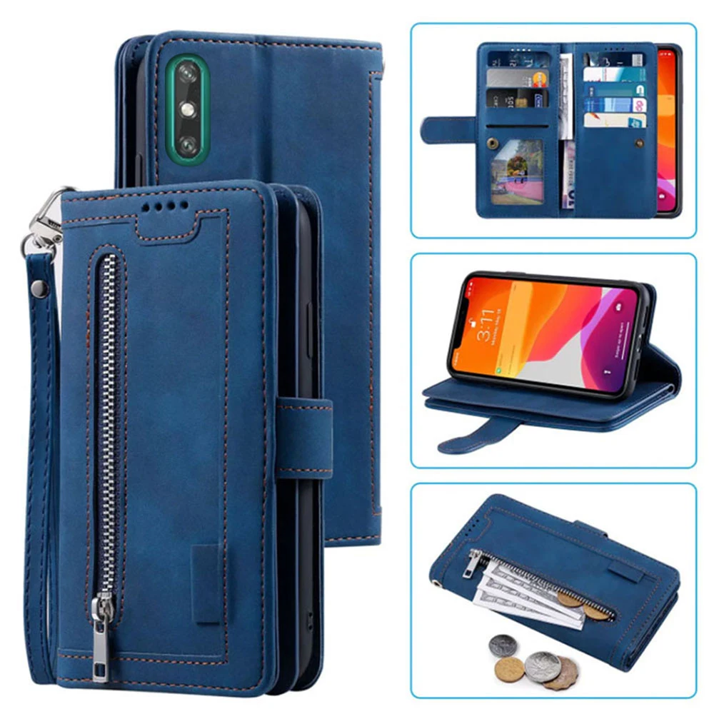 9 Cards Wallet Case For Huawei Enjoy 10E Case Card Slot Zipper Flip Folio with Wrist Strap Carnival For Huawei Enjoy 10E Cover