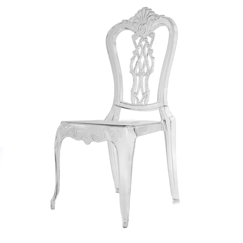 Luxury Wedding Chair Outdoor Acrylic Transparent Rose Dining Chair for Events Hotel Furniture Banquet Hall Leisure Chair