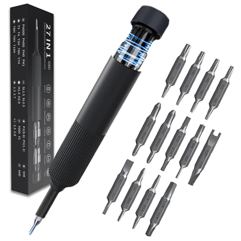 

27 in 1 Precision Screwdriver Set Magnetic Bits Pen Style Manual Repair Tools Kit for Watch Eyeglass PC Jewelers Laptop IPhone