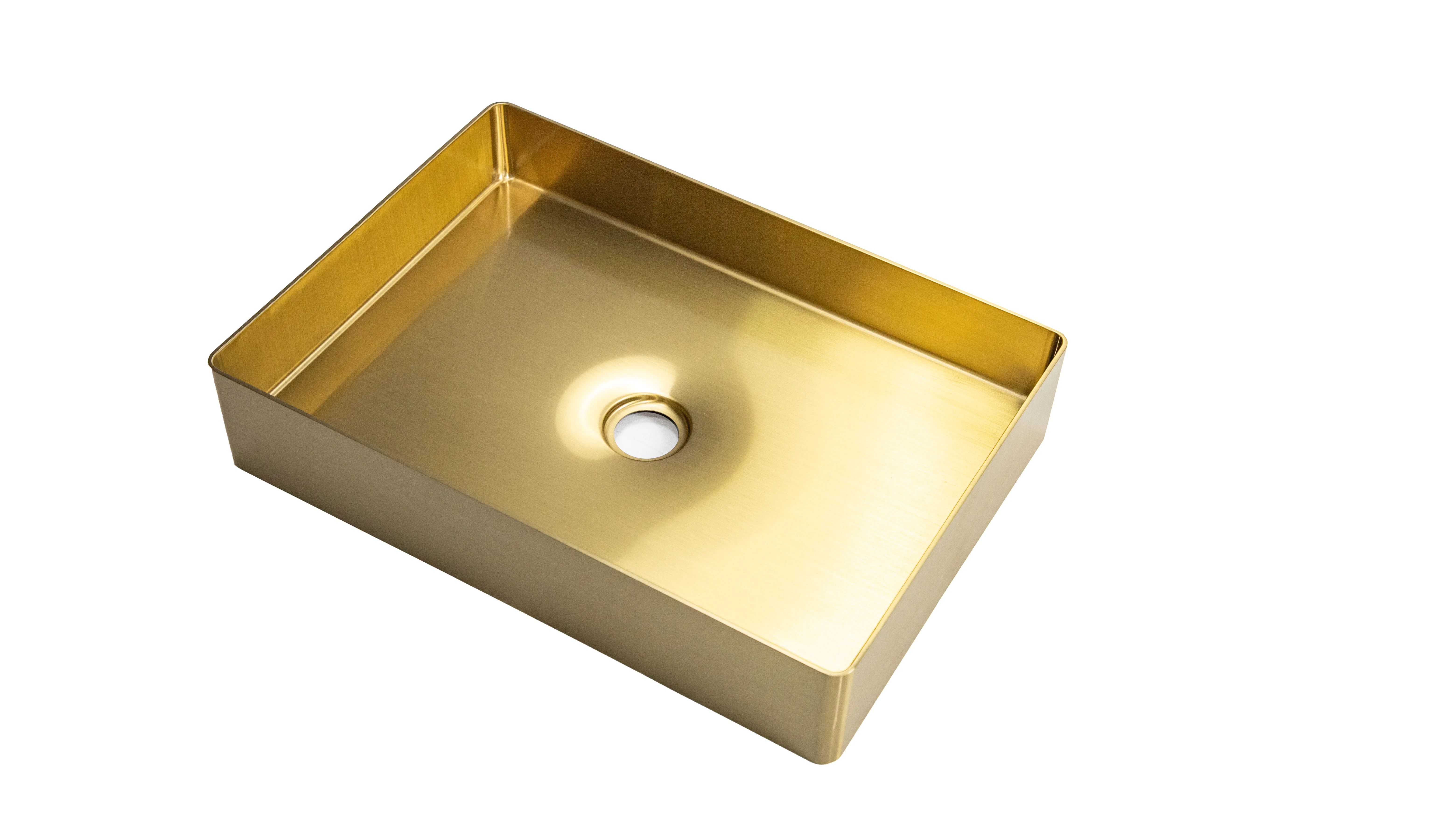 Modern Luxury Gold-Plated Countertop Bathroom Sinks With Drainer Contemporary Design Easy Clean Steel Wash Basin