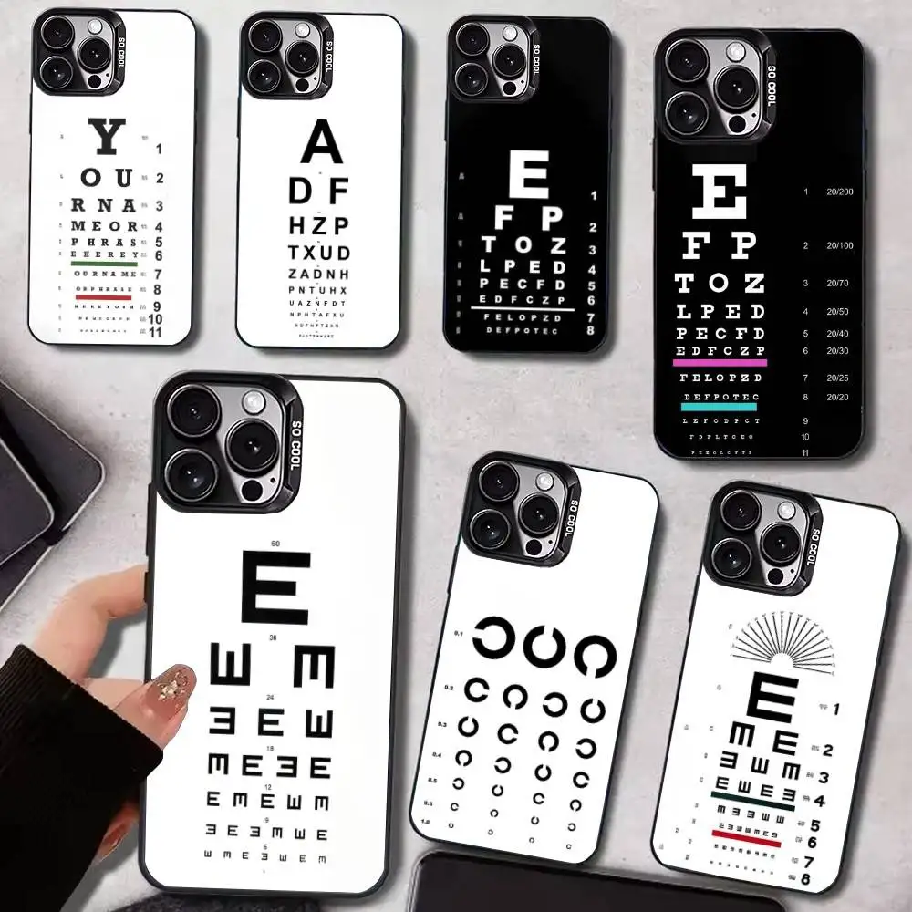 

Medical Eye Vision Chart Phone Case For iPhone17,16,15,14,13,12,11 Plus,Pro Max Black Candy Matte Shockproof Cover