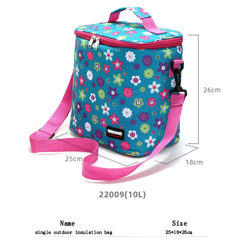 SANNE 10L New Colorful Pattern Thermal Lunch Bag Insulation Outdoor Picnic Cooler Bag Waterproof Red Wine Box Thermal Handbag