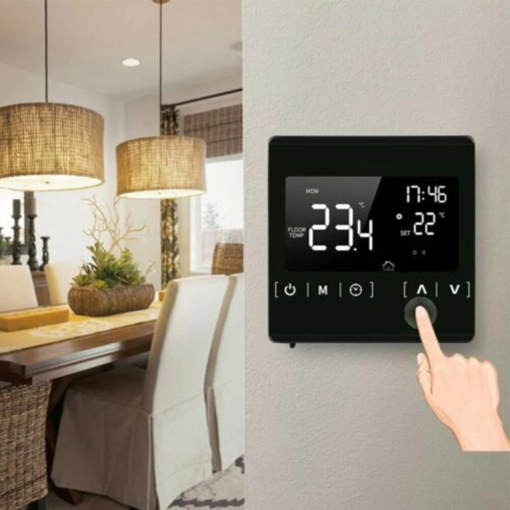 External Sensor Thermostat Home Improvement Wall Mounted AC85 240V Programmable Temperature All Touch Screen Controlling