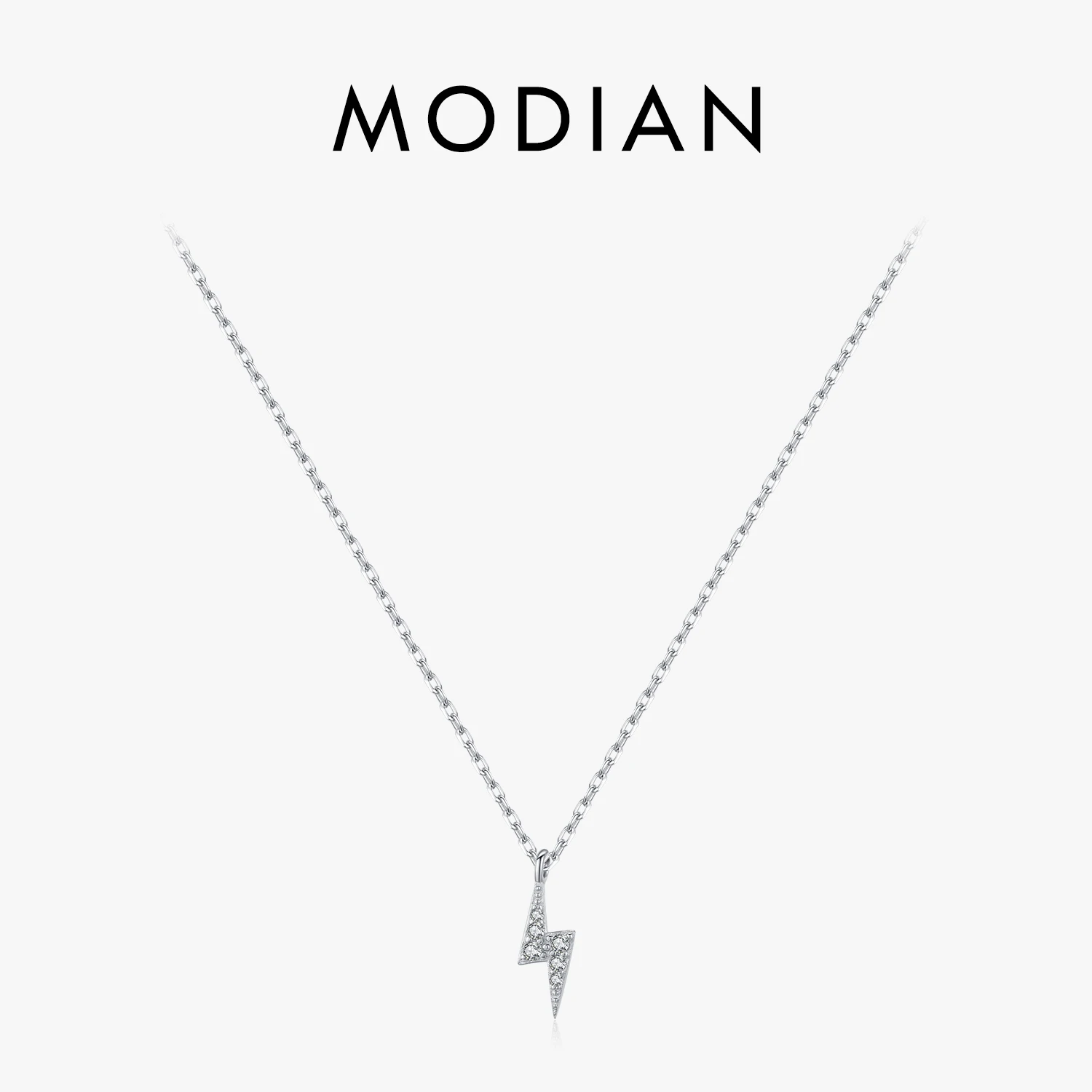 

MODIAN 925 Sterling Silver Tiny Lightning Pendant Necklace Stackable Trendy Neck Chain For Women Girls Party Gift Fine Jewelry