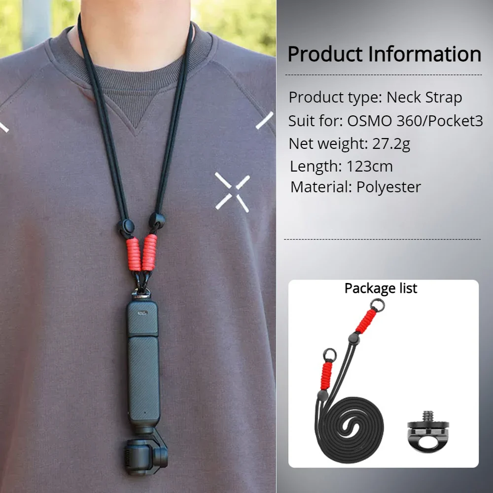 Wrist Neck Strap with 1/4 Screw Anti-Lost Lanyard for DJI Osmo Pocket 3 4 4P Osmo 360 II Insta360 Ace Pro Gopro 13 Action Camera