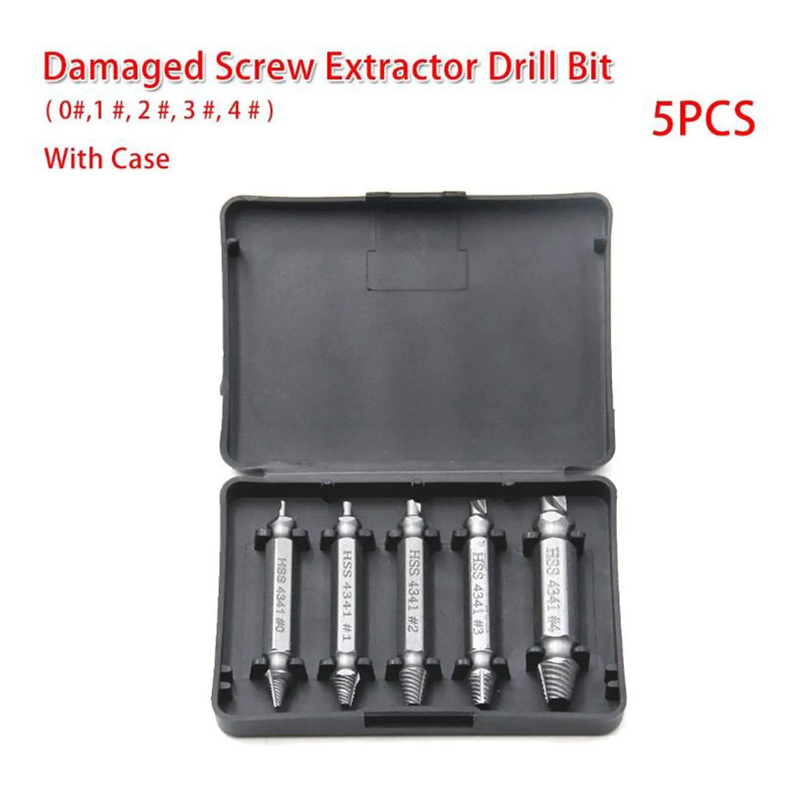 5pcs/box 0# 1# 2# 3# 4# Damaged Screw Extractor Drill Bit Set HSS4341 Out Bolt Extractor Bolt Stud Remover Tool Double Head