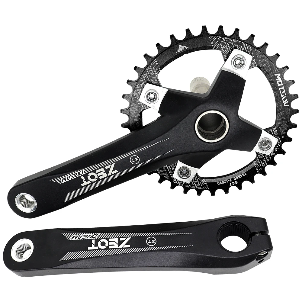 ZEOT MTB Bike Crank Integrated Crankset Hollowtech 104BCD 170MM Crank Mountain Bike 32/34/36/38T Round Chainwheel