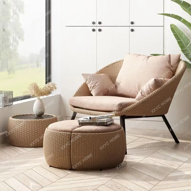 Outdoor balcony small table and chair rattan sofa coffee table combination