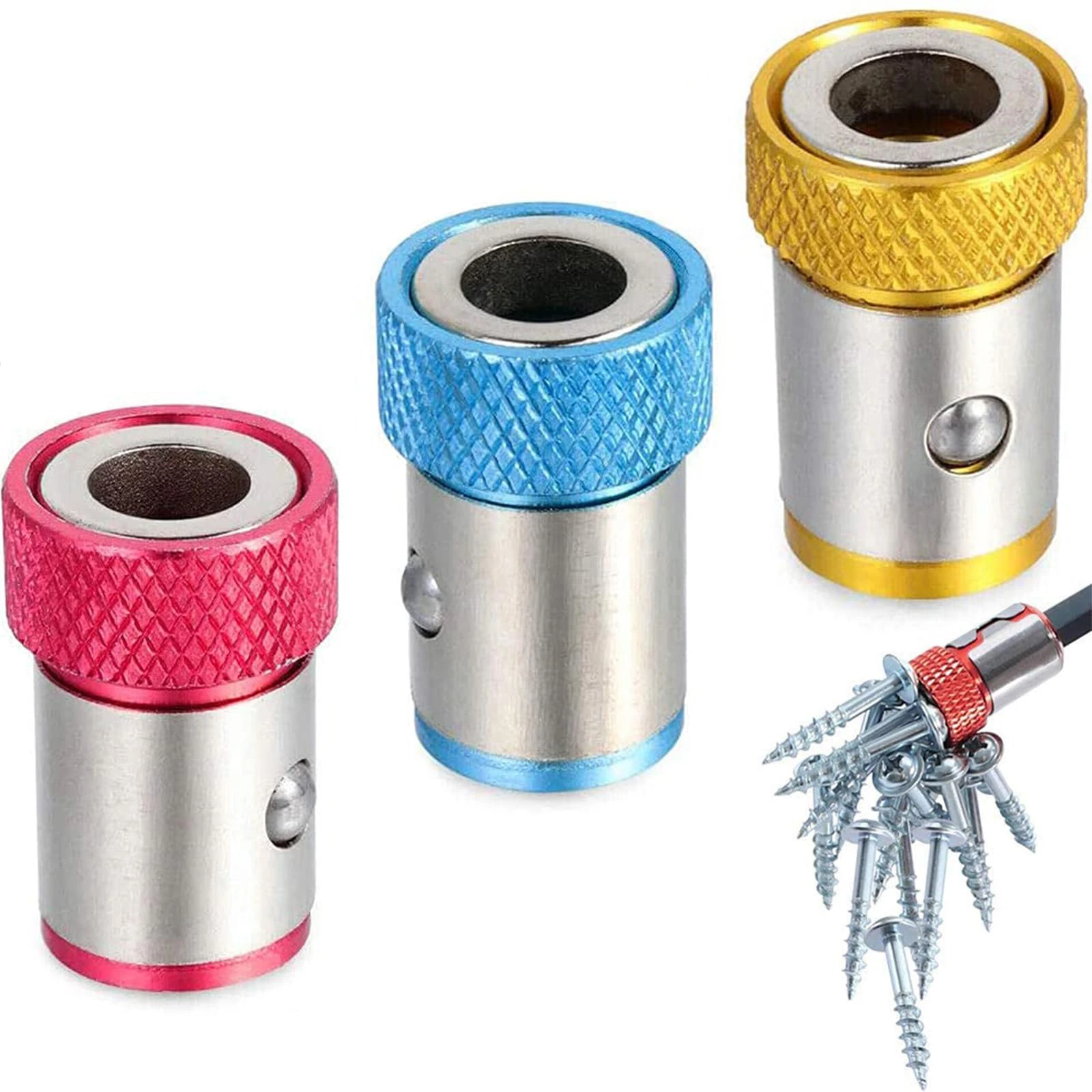 

3pcs Screwdriver Bit Magnetic Ring For Electric Drills - Universal 1/4-Inch Hex Magnet Heavy-Duty Magnetic Screwdriver Holder