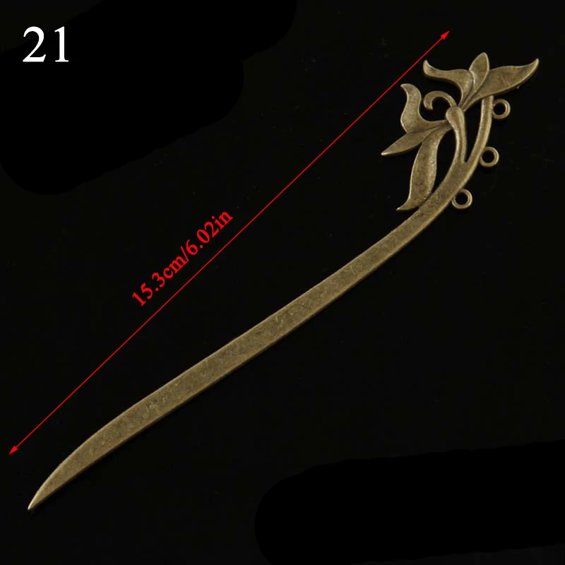 2020 Vintage Bronze Hollow Out Carved Hairpin Metallic Hair Clip Hair Stick Curved Fork Hairpin Hair Accessories Styling Tools