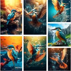 Birds Diy Diamond Painting Kingfisher Full Square Round Diamond Mosaic Embroidery Cross Stitch Wedding Decoration