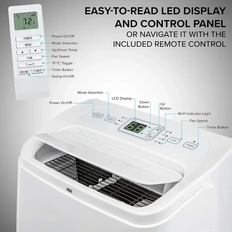 Ivation condizionatore d'aria portatile Smart App Control sistema di raffreddamento, condizionatore d'aria deumidificatore per la casa