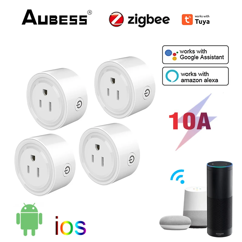 10A Smart Socket Tuya Smart US Plug With Power Monitor Plug Timer Voice Control Works With Alexa Home