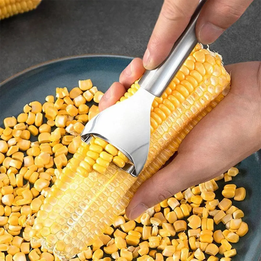 Stainless Steel Corn Peeler Corn Thresher Easy Peel Peeler And Knives Kitchen Thresher Corn Vegetable Tools Corn Fruit E6E3