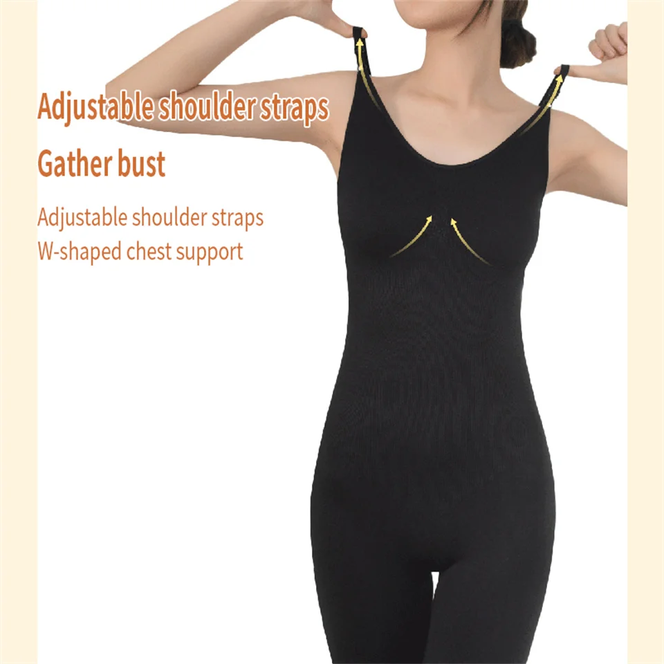 Becirzet Damen Bodysuit Shapewear Push-Up Korsett Taillentrainer Körperformer Schlankmachender Body mit Offenem Schritt Damen-Jumpsuit Unterwäsche – Detail 4