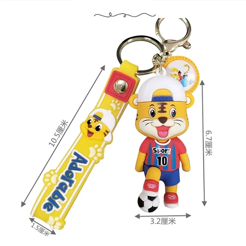 Desenhos animados Criativos Sportsman Boneca Chaveiro, Engraçado Bonito Boneca Tigre, Pingente Kids Bag, Decoração Mochila, Pequeno Charme Presente, Novo