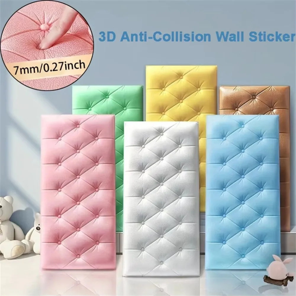 Soft 3D Foam Wallpaper Waterproof Self-adhesive Anti Collision Wall Stickers 0.7cm Thick Foam Wall Mat Pad Kids Bedroom