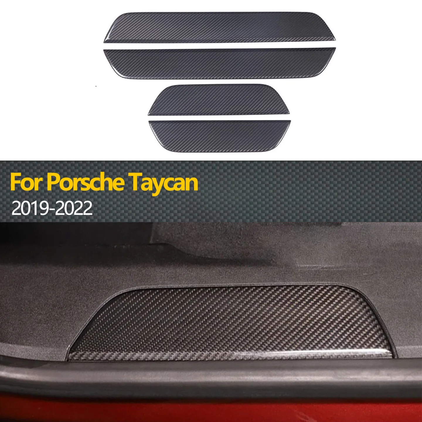 

Подходит для Porsche Taycan 2019-2022 глянцевая накладка на порог из настоящего углеродного волокна
