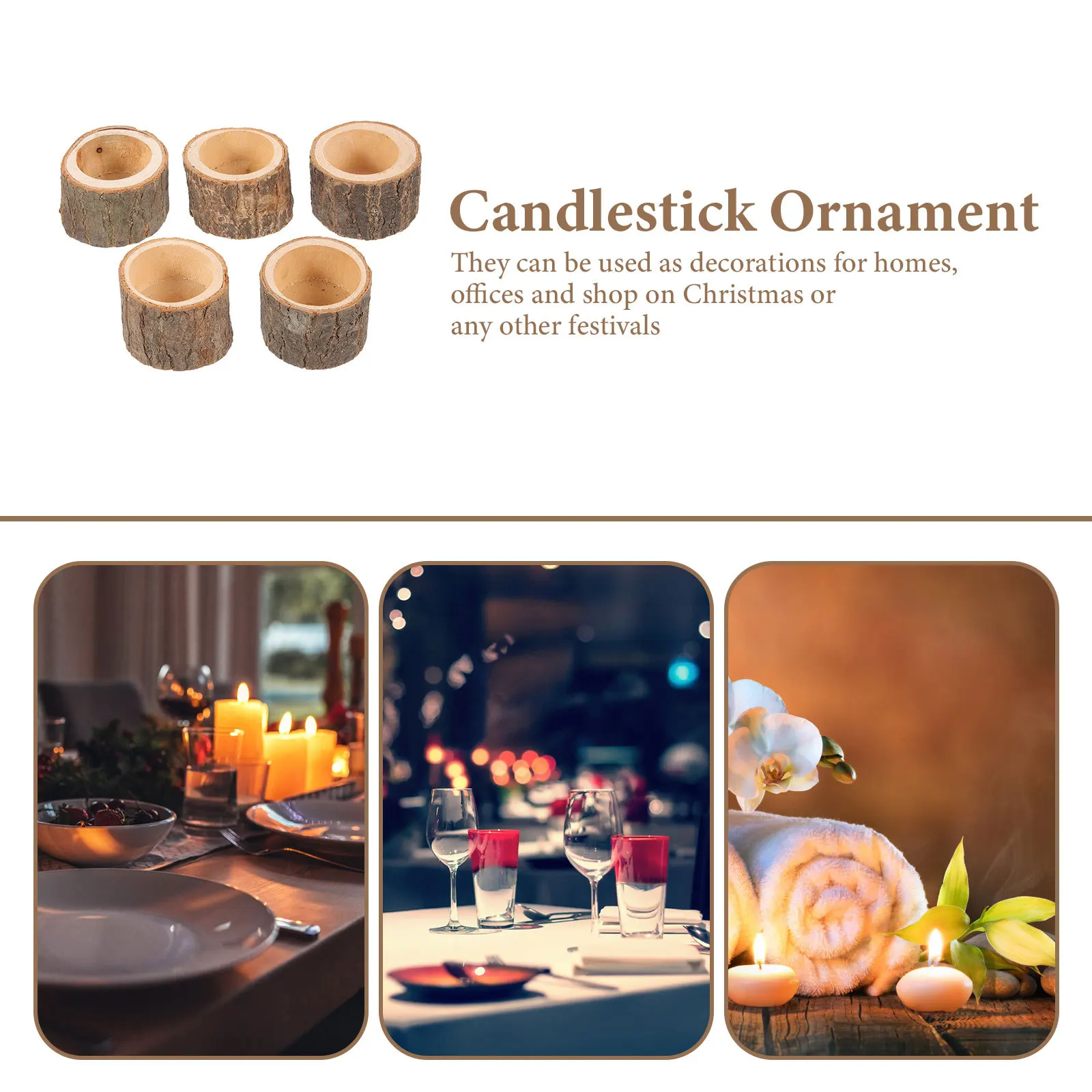 5pcs Classic Candlestick Container For Home Office Festival Wedding Party Decor Wooden Holder Storage Tray