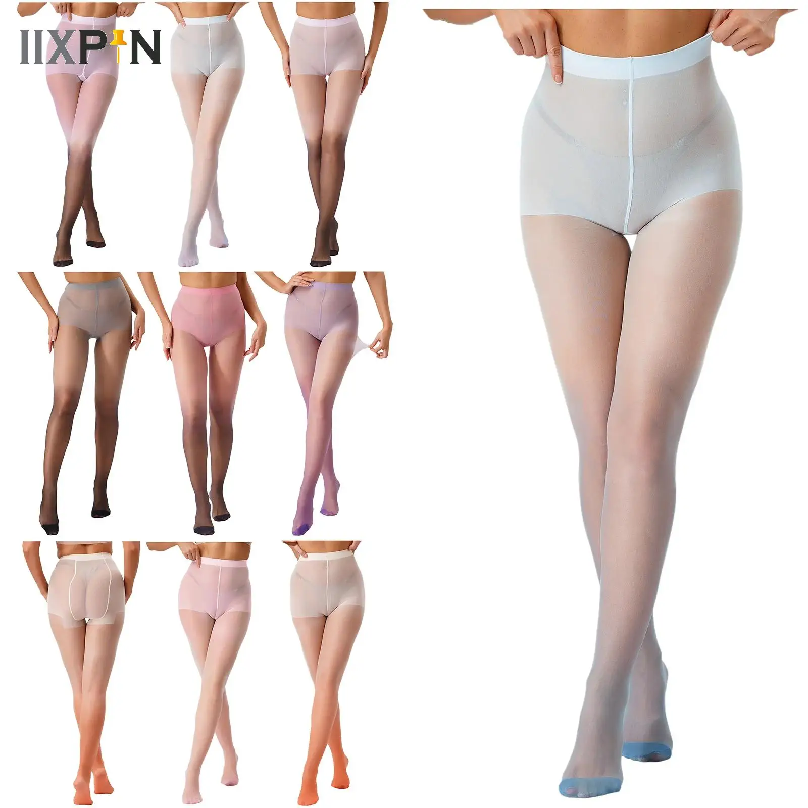 

Womens Gradient Color Pantyhose Elastic High Waist Extra-thin Bodystockings Long Stockings for Lolita Dress Anime Style Outfit