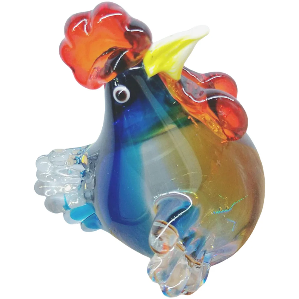 

Vivid Glass Rooster Shape Desktop Decor Premium Craft Holiday Table Ornament Home Decoration Rooster Shape Craft