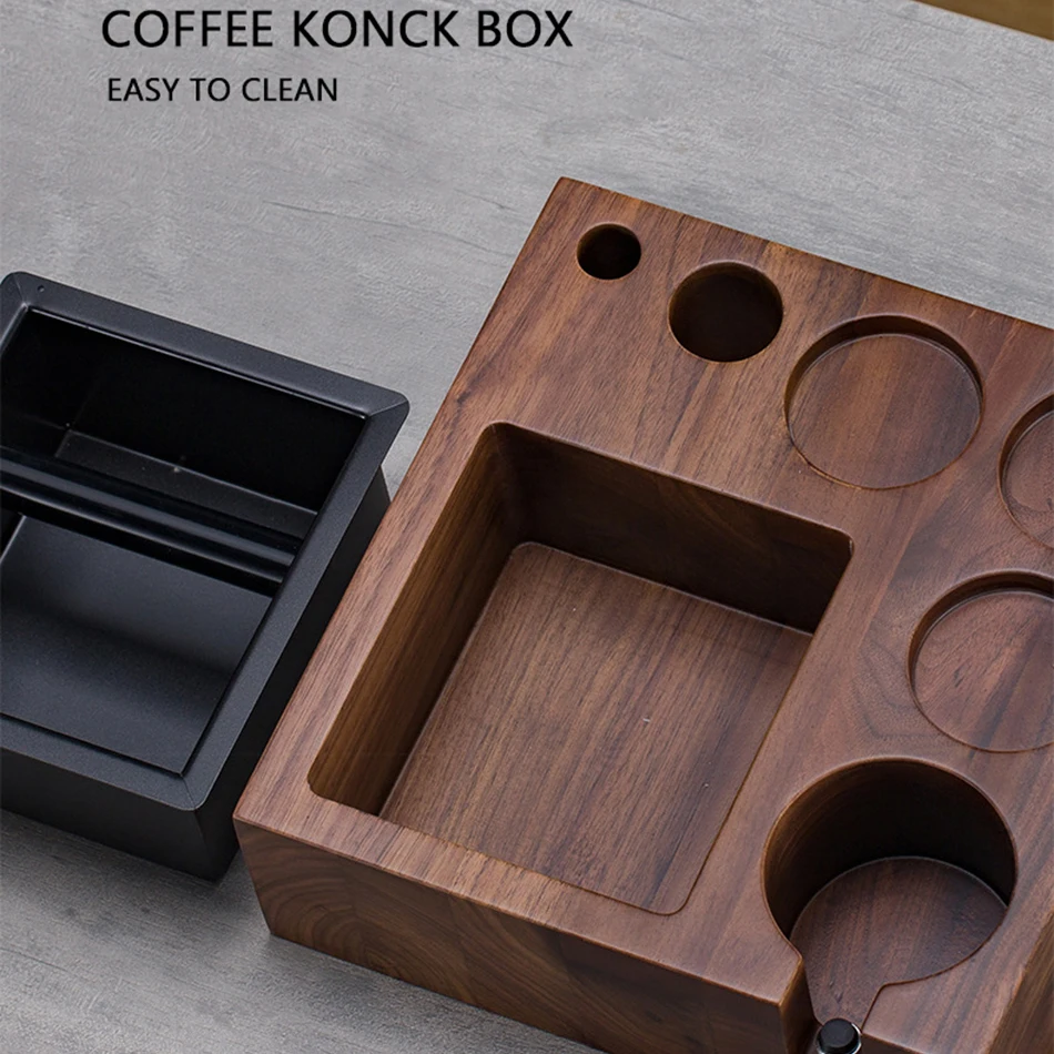 Imagem -02 - Coffee Tamper Station Stand Base de Suporte de Madeira Protafilter Holder Tapete Distribuidor Ferramentas Barista Knock Box 51 mm 54 mm 58 mm