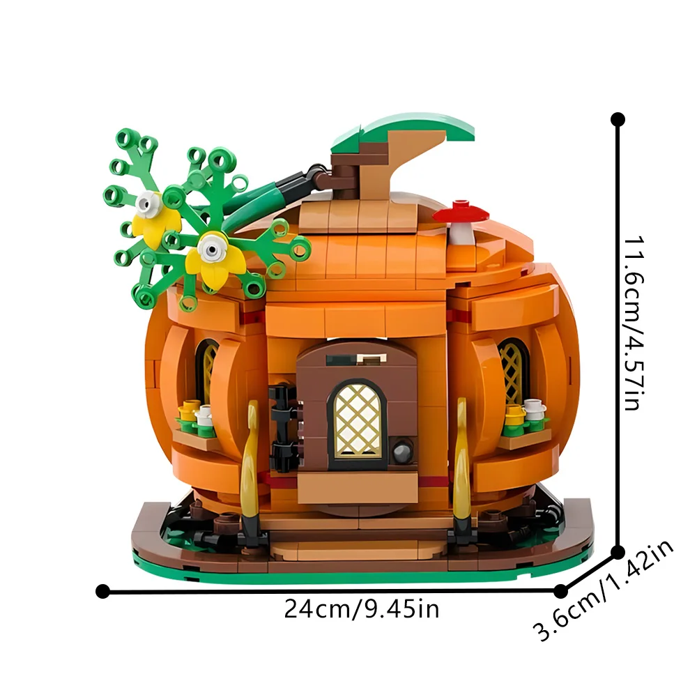 Gobricks MOC 호박 코티지 빌딩 블록 모델 창의력 크리스마스 호박 하우스 벽돌 어린이를위한 장난감 선물 조립