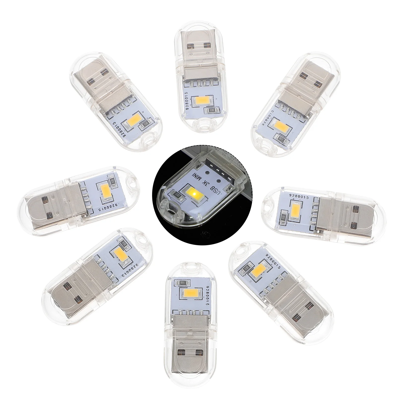 8Pcs USB Powered Atmosphere Light Portable Car Lamp Durable Practical Design USB Light Ambient Lighting Portable Lamp