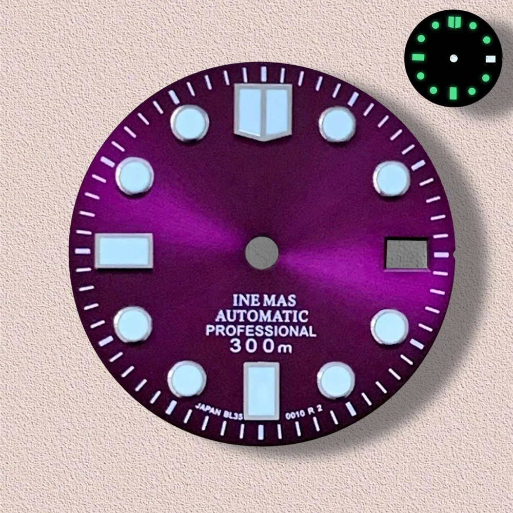 28.5mm S Logo Sunray Dial SUB/SKX007 DIal Suitable For NH35/NH36 Movement 3/3.8 o'clock Crown Green Luminous NH35 Accessories