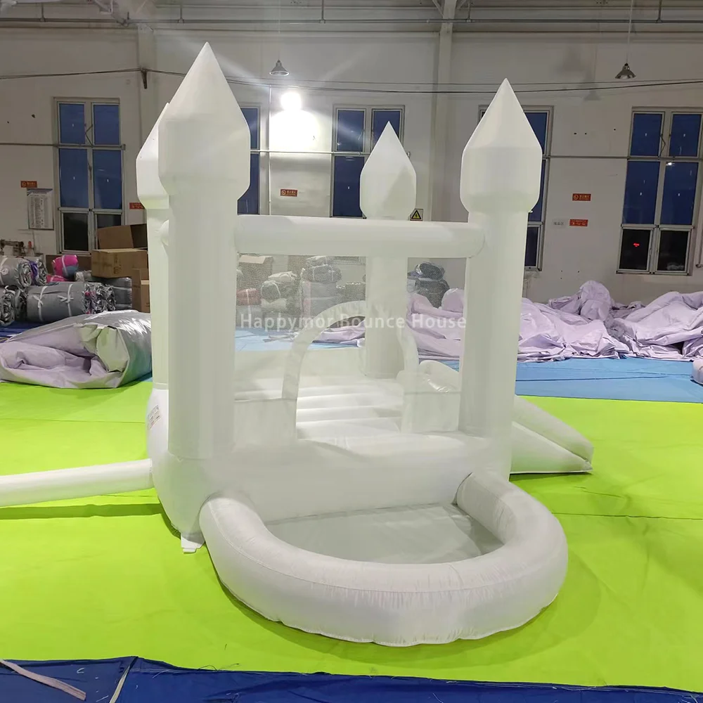 

Mini Toddler White Bounce House Combo With Slide &Pool Indoor Inflatable Bouncer With Ball Pit Residential Inflatable Jumpers