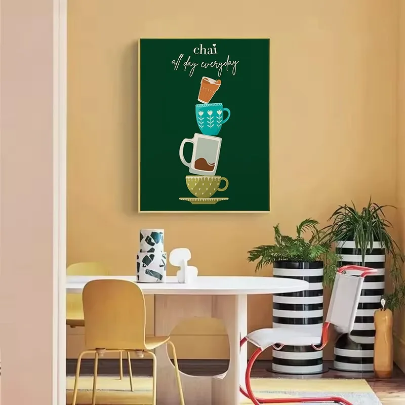 المطبخ الآسيوي الكلاسيكي تشاي الشاي الهندي التقليدي ديسي تصفية القهوة المشارك حائط لوح رسم الفن صور ديكور مطبخ المنزل
