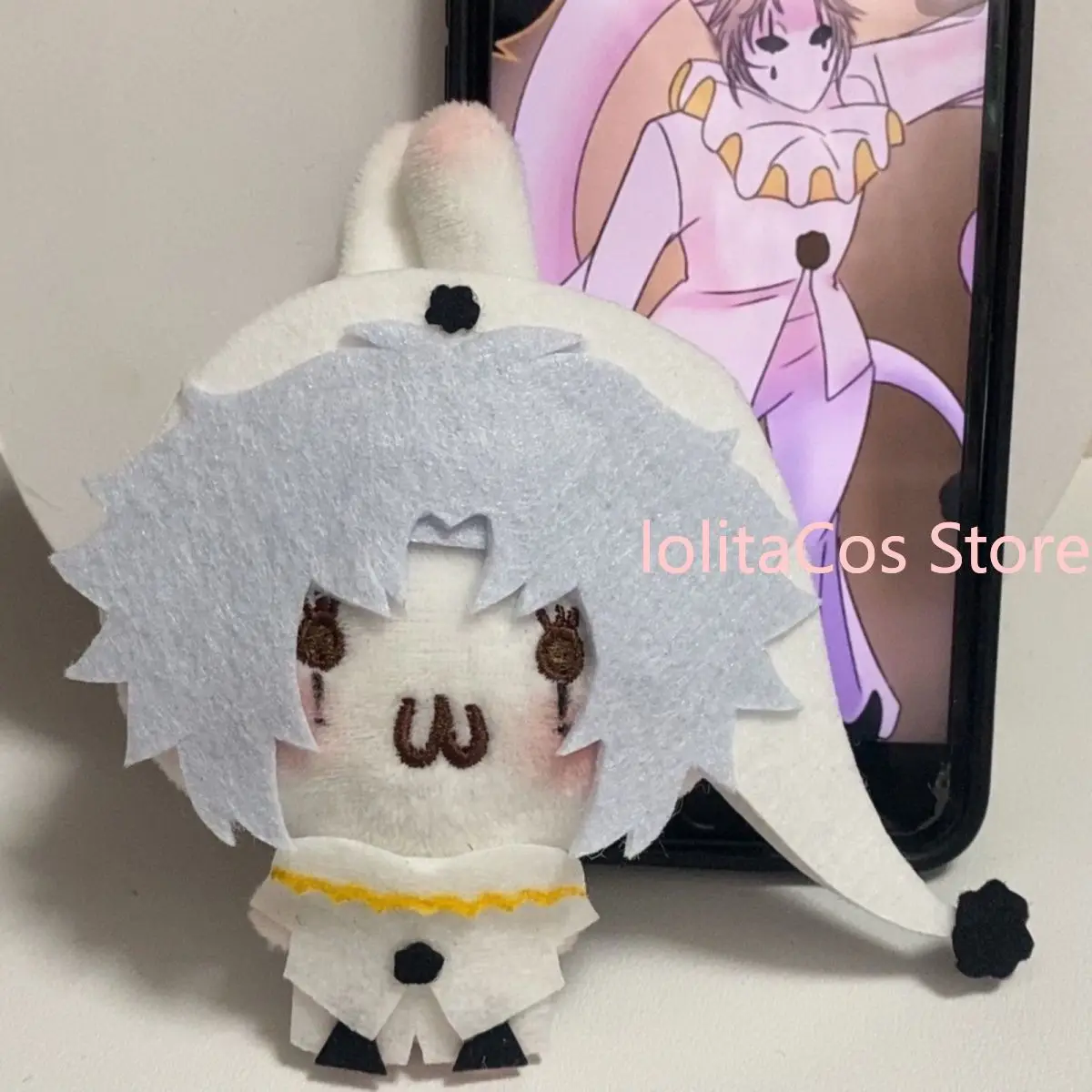 New The Freak Circus Pierrot Cute Bunny Plush Doll Keychain Pendant Bag Charm Handmade Plushie Toy Pink Girl Birthday Gift