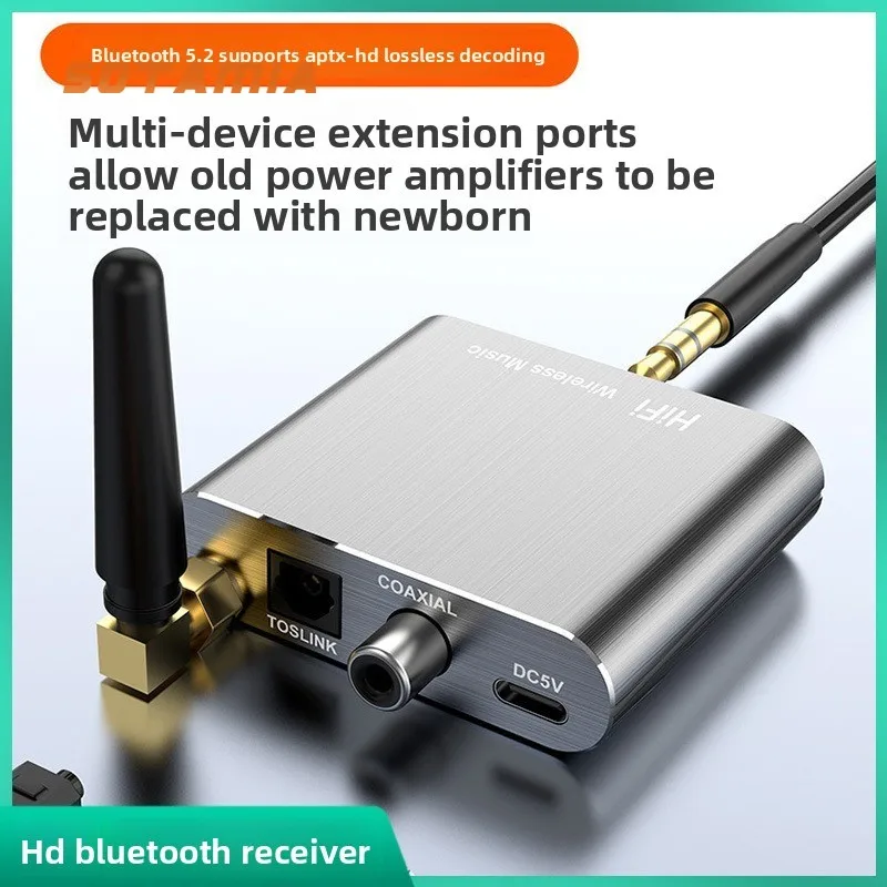 

SOTAMIA D300 HD Беспроводной Bluetooth 5.2 Bluetooth Аудиоприемник AUX Волоконно-коаксиальный адаптер Низкая задержка APTX Длительный срок службы батареи