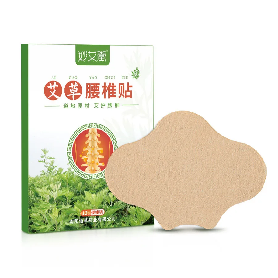 12 Pieces/Box Lumbar Spine Patch Wormwood Extract for Low Back Pain Cervical Spine Joint Patch for Household Use Self Heating