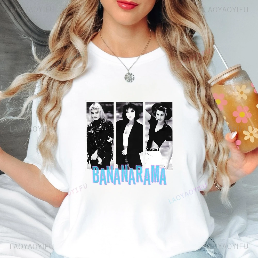 British Pop Music Group Bananarama's Summer Trend Y2k Short-sleeved Unisex Pattern Oversized T-shirt for Both Men and Women
