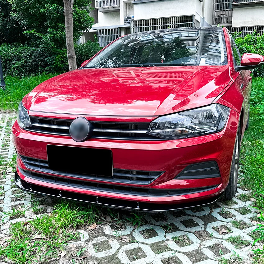 

Car Front Bumper Spoiler Lip Splitter For Volkswagen Polo MK6 Virtus 2018-2023 Diffuser Body Kits Gloss Black/Carbon Look Tuning