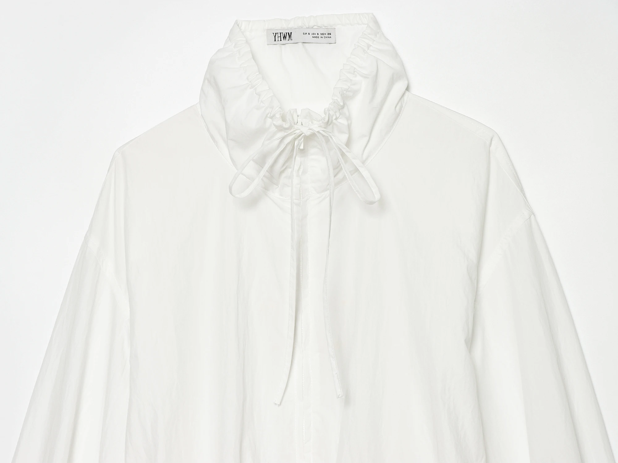 BSAY 2026 Koreanische Damen-Jacke mit Rüschen, Stehkragen, Kordelzug, kurz geschnitten, Reißverschluss, Bindedetail, Laternenärmel, lockerer Obermantel – Detail 7