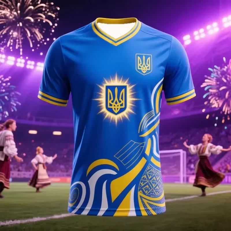 3D Printed Casual T Shirt Ukraine Trident Emblem Soccer Jersey Men Women Blue Yellow National Flag Style 2026 Streetwear Fan