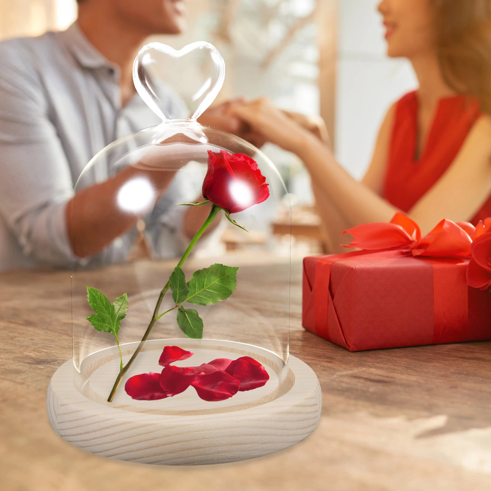 

Dried Display Case Preserved Flower Glass Dome Transparent Craft Cover Diy Flower Art Wooden Base Small Size Antislip