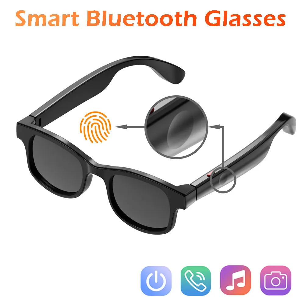 

Smart Bluetooth Glasses with Detachable Lenses Sunglasses with Call Music Photo AI Voice Assistant Functions (AIMB-V3)