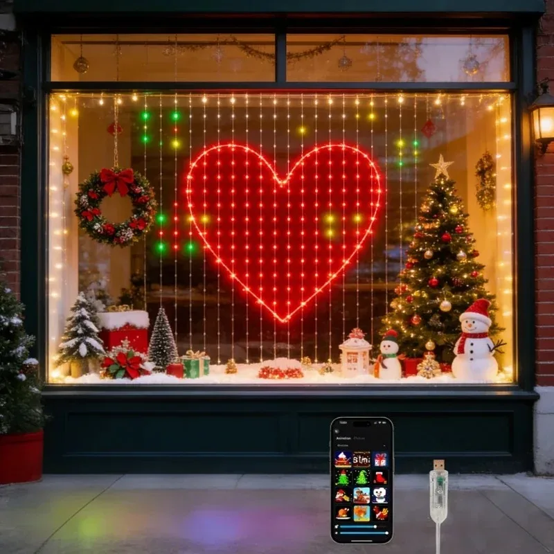 App Controlled LED Curtain Lights, DIY Fairy String Lights for Holiday Party Bedroom Window Decor